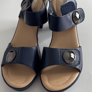 Women’s Navy Open-Toe Sandals with Decorative Silver Accents
